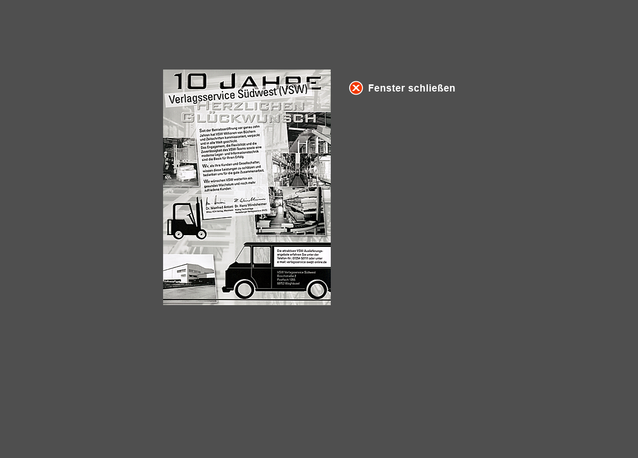 Große Abbildung Anzeige "10 Jahre Verlagsservice Südwest"