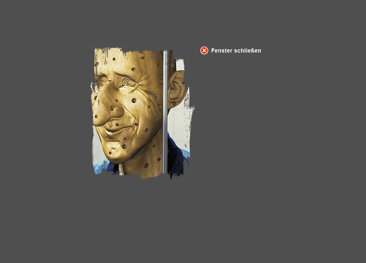 Große Abbildung vergrößerter Ausschnitt Digital-Montage "Der Lügner - Verbohrtes Holz"