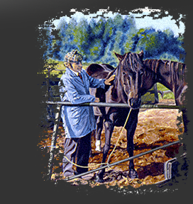 Größere Abbildung Ausschnitt Öl-Bild "Pferde"