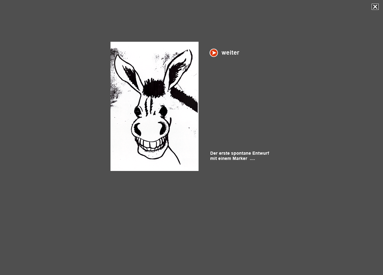 Abbildung erste Marker-Skizze für den Eselskopf im Lorbeerkranz