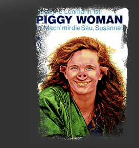 Größere Abbildung Wachskreide-Zeichnung "Piggy Woman"