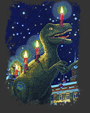Abbildung Wachskreide-Zeichnung "Weihnachts-Dino"